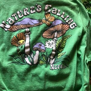 Neff Green Graphic Tee with Mushrooms